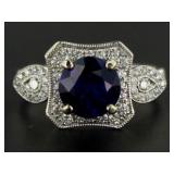 14kt Gold 3.10 ct Sapphire & Diamond Ring