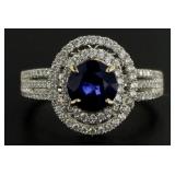14kt Gold 2.78 ct Round Sapphire & Diamond Ring