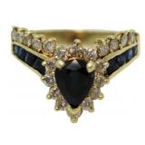 14kt Gold Genuine 3.10 ct Sapphire & Diamond Ring