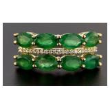 14kt Gold Natural 3.75 ct Emerald & Diamond Ring