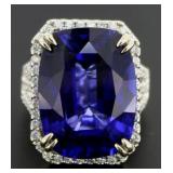 14kt Gold 24.73ct Oval Sapphire & Diamond Ring