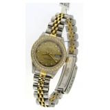 Ladies Oyster Datejust Champagne Diamond Rolex