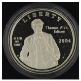 2004 Edison Commemorative Proof Silver Dollar