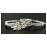 14kt Gold Cushion Cut 2.00 ct Diamond Wedding Set
