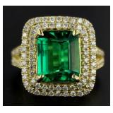 14kt Gold 5.03 ct Emerald & Diamond Ring