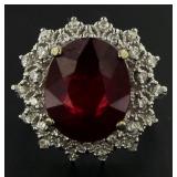 14kt Gold Oval 10.82 ct Ruby & Diamond Ring