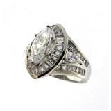 Fancy Marquise 3.35 ct White Topaz Baguette Ring