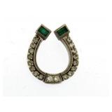 14kt Gold Emerald & Diamond Horseshoe Pendant