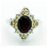 Oval 3.00 Garnet & Golden Citrine Dinner Ring