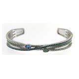 Stunning 5.50 ct Jade & Blue Topaz Cuff Bracelet
