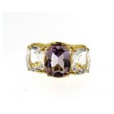 Genuine 8.50 ct Pink Amethyst & White Topaz Ring