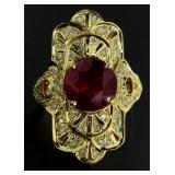18kt Gold 5.25 ct Round Ruby & Diamond Ring