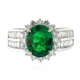 14kt Gold Oval 3.98 ct Emerald & Diamond Ring