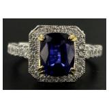 14kt Gold 4.59 ct Sapphire & Diamond Ring