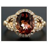 10kt Rose Gold Pink Tourmaline & Diamond Ring
