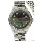 Ladies Oyster Datejust Blk MOP Diamond Rolex Watch