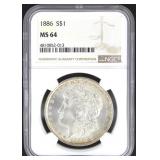 1886 MS64 Morgan Silver Dollar