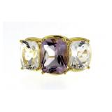 Genuine 8.00 ct Amethyst & White Topaz Ring