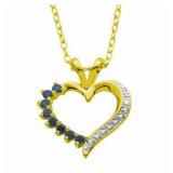Genuine Sapphire & Diamond Heart Pendant