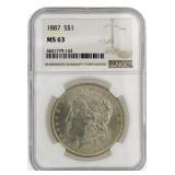 1887 MS63 Morgan Silver Dollar