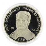 2000 Liberia .999 Silver Proof $20 Pres.