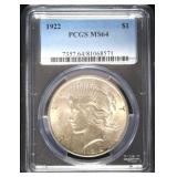 1922 MS64 Peace Silver Dollar
