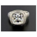 Bezel Set Cushion Cut 4.00 ct White Topaz Ring
