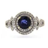 14kt Gold 2.66 ct Round Sapphire & Diamond Ring