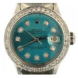 Ladies Oyster Datejust Turquoise Rolex w/ Diamonds