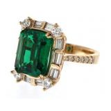 14kt Rose Gold 6.96 ct Emerald & Diamond Ring