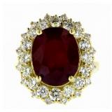 14kt Gold 10.34 ct Oval Ruby & Diamond Ring