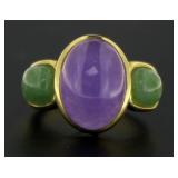 14kt Gold Natural 5.00 ct Cabochon Jade Ring