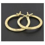 14kt Gold 20 mm Etched Hoop Earrings