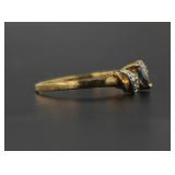 10kt Gold Genuine Sapphire & Diamond Ring