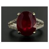 14kt Gold 8.66 ct Oval Ruby & Diamond Ring