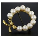 14kt Gold Natural 5 mm Pearl Brooch