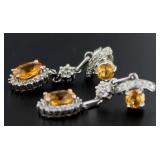 14kt Gold Natural 3.00 ct Citrine & Diam. Earrings
