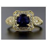 14kt Gold 2.52 ct Round Sapphire & Diamond Ring