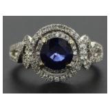 14kt Gold 2.66 ct Round Sapphire & Diamond Ring