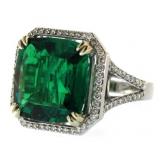 14kt Gold 10.29 ct Emerald & Diamond Ring