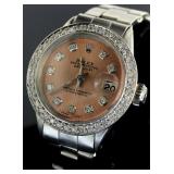 Ladies Oyster Datejust Pink Rolex w/ Diamonds