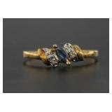 10kt Gold Genuine Sapphire & Diamond Ring
