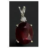 14kt Gold Oval 8.34 ct Ruby & Diamond Pendant