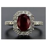 14kt Gold 2.61 ct Oval Ruby & Diamond Ring