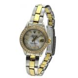 Ladies 18kt/SS Oyster Datejust Rolex w/Diamonds