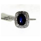 14kt Gold Oval 2.01 ct Sapphire & Diamond Ring