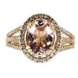 14kt Rose Gold 2.25 ct Morganite & Diamond Ring