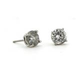 14kt Gold Brilliant 1.90 ct Diamond Stud Earrings