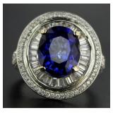 14kt Gold Oval 8.42 ct Sapphire & Diamond Ring