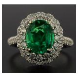 14kt Gold 3.37 ct Emerald & Diamond Ring
